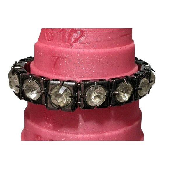 Crystal Rhinestone Dark Metal Bangle Bracelet Bling Costume - Picture 6 of 16